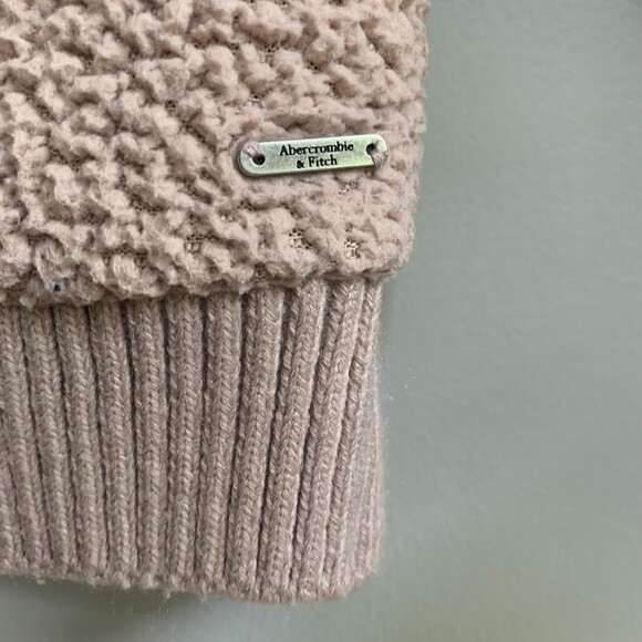 Abercrombie & Fitch Sherpa Sweatshirt Womens L Pale Pink Cozy Deep Pile Pullover - Picture 4 of 7